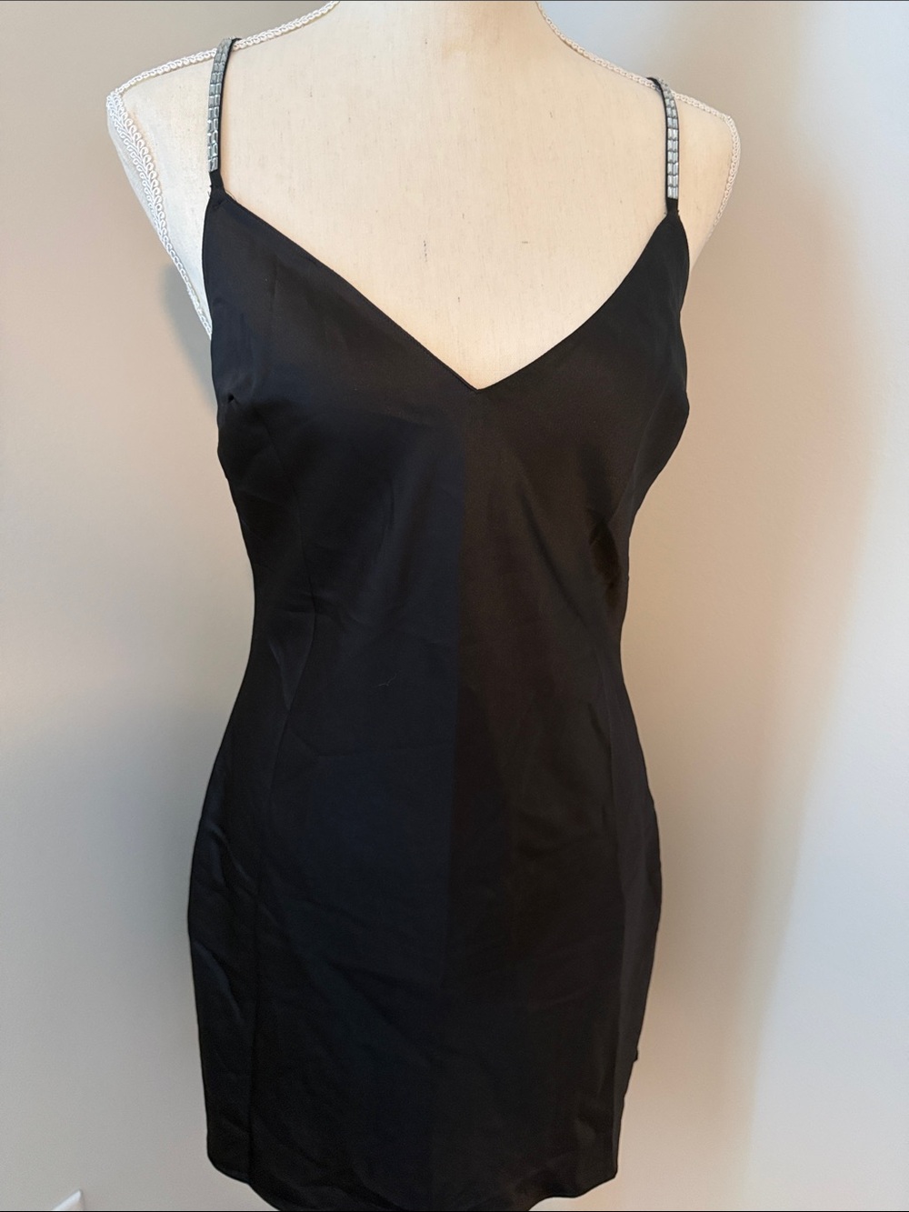 Victoria's Secret Black Satin Slip with Pink Brand Tag
